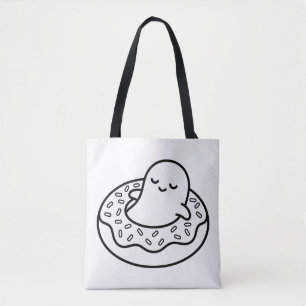 Colour Your Own Kawaii Ghost Doughnut Floatie Tote Bag