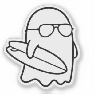 Colour Your Own Kawaii Ghost Surfer Summerween
