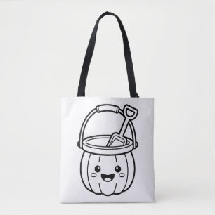 Colour Your Own Kawaii Pumpkin Sand Bucket Tote Bag