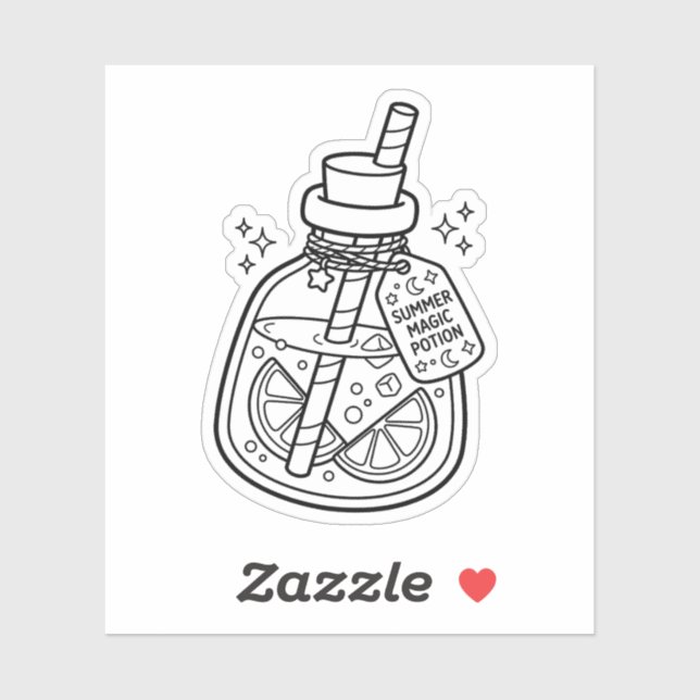 Colour Your Own Kawaii Summer Magic Potion Drink (Sheet)