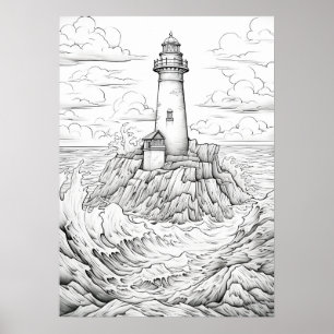 Colour Your Own Light House Adult Colouring Poster