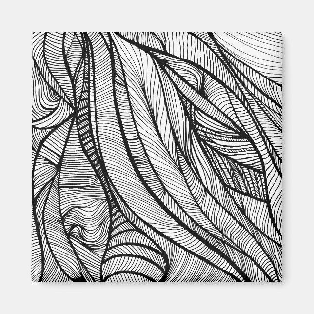 Colour Your Own line art black and white colouring Magnet (Front)