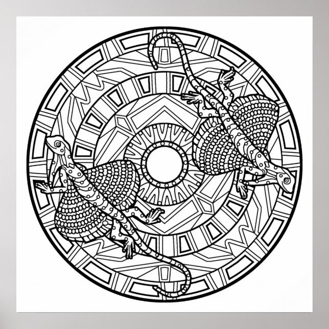 Colour Your Own Lizard Mandala Colouring Poster (Front)