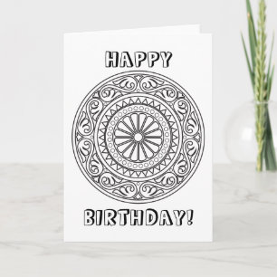 Colour Your Own Mandala with Custom Text Card