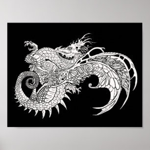 Colour your own Mystical Dragon Poster