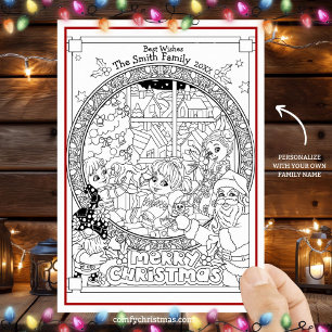 Colour Your Own Personalised Christmas Festive Holiday Card