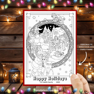 Colour Your Own Personalised Christmas  Holiday Card