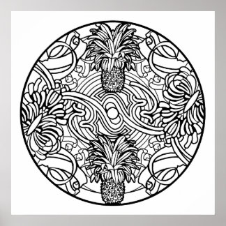 Colour Your Own Pineapple Mandala Colouring Poster