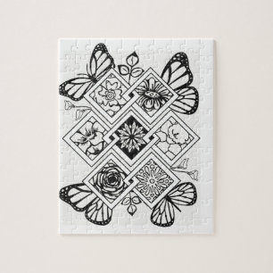 Colour your own puzzle butterfly flowers