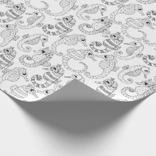 Colour Your Own Seahorses Wrapping Paper