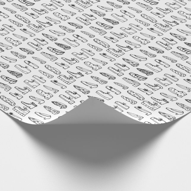 Colour Your Own Shoes Pattern Wrapping Paper (Corner)
