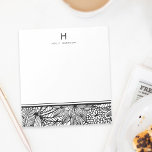 Colour Your Own | Tropical Black and White Monogra Notepad<br><div class="desc">Indulge in some therapeutic adult colouring with our boldly patterned black and white memo pad! Handy scratch pad is perfect for keeping at your desk when you need to take notes AND feel the need to doodle a bit. Design features a chic, intricate tropical floral design at the bottom, with...</div>