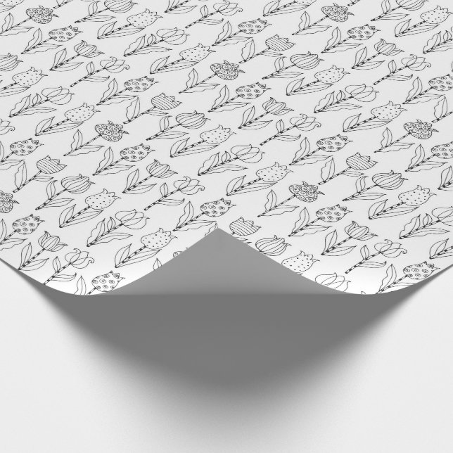 Colour Your Own Tulips Pattern Wrapping Paper (Corner)
