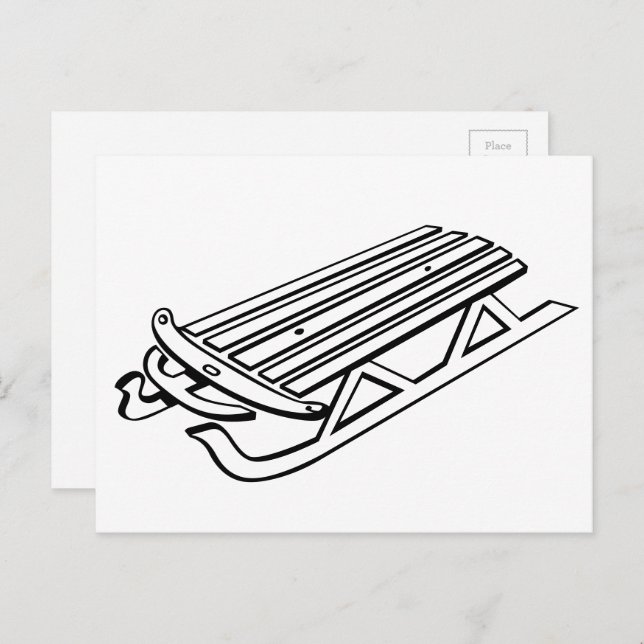 Colour-Your-Own Winter Snow Sled Postcard (Front/Back)