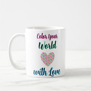 Colour Your World with Love - Vibrant Heart Design Coffee Mug