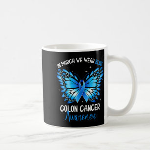Colourectal blue butterfly colon cancer awareness coffee mug