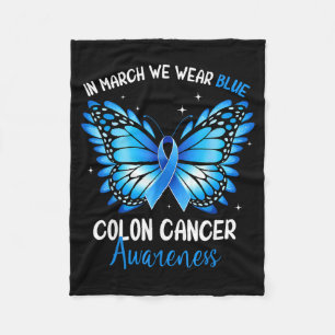Colourectal blue butterfly colon cancer awareness fleece blanket