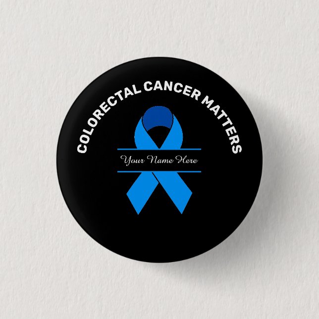 Colourectal Cancer Awareness Button (black) (Front)
