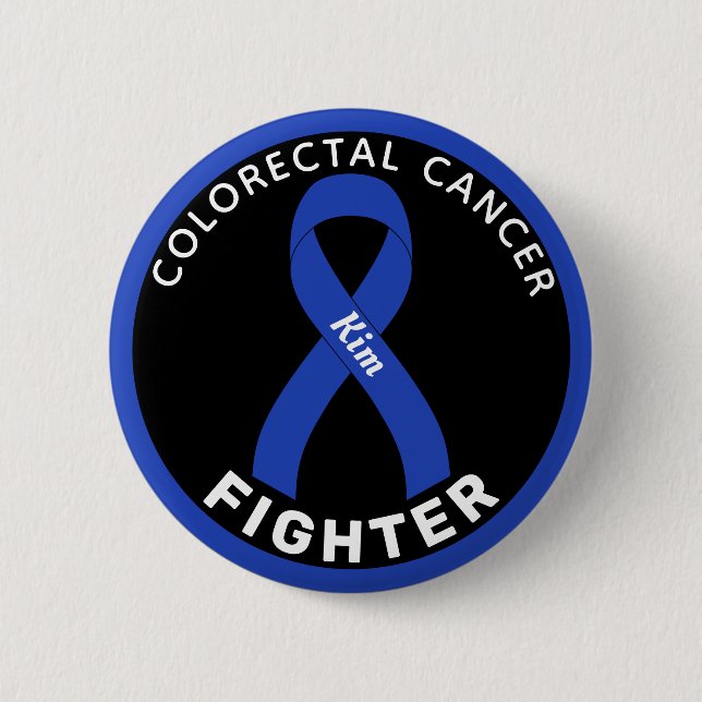 Colourectal Cancer Fighter Ribbon Black Button (Front)