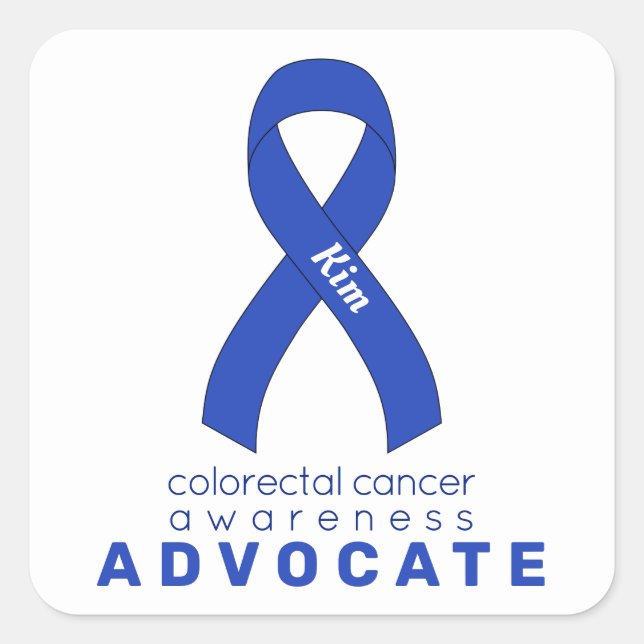 Colourectal Cancer Ribbon White Square Sticker (Front)