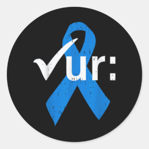 Colourectal Colon Cancer Awareness Blue Ribbon Classic Round Sticker