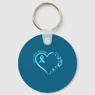 Colourectal colon cancer awareness blue ribbon key ring