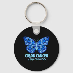 Colourectal Colon Cancer Awareness Blue Ribbon Key Ring