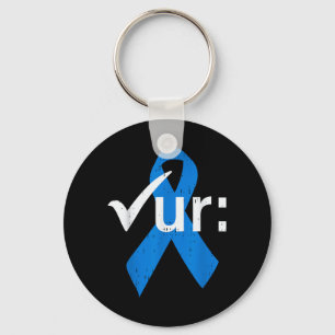Colourectal Colon Cancer Awareness Blue Ribbon Key Ring