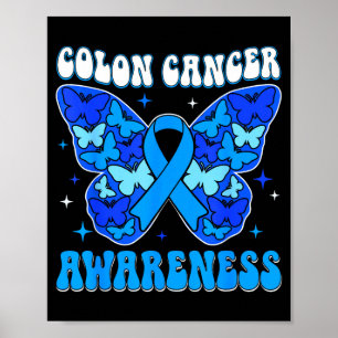 Colourectal colon cancer awareness blue ribbon poster