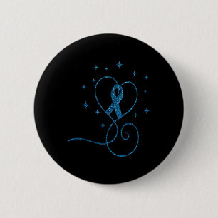 Colourectal Heart Blue Ribbon Colon Cancer 6 Cm Round Badge