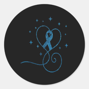 Colourectal Heart Blue Ribbon Colon Cancer Classic Round Sticker