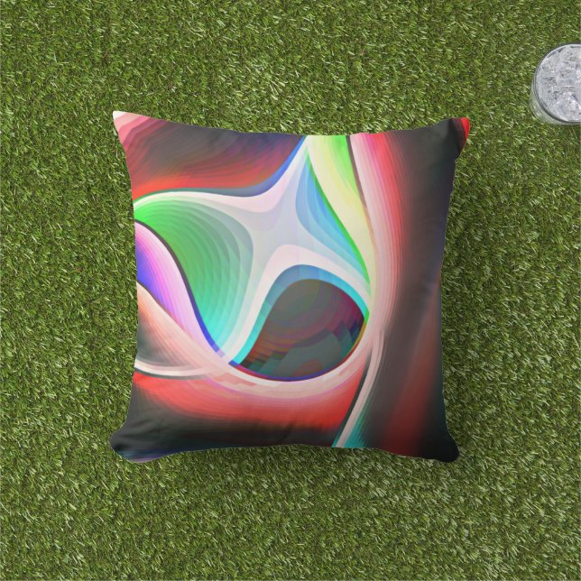 Coloured abstract shape of curved clippings overla cushion (Grass)