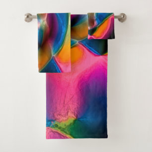 Coloured abstract twisted  lines in light sculptur bath towel set