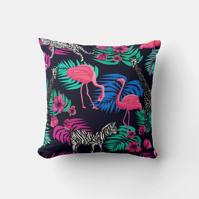 coloured african background, giraffe, leopard, tig cushion (Front)