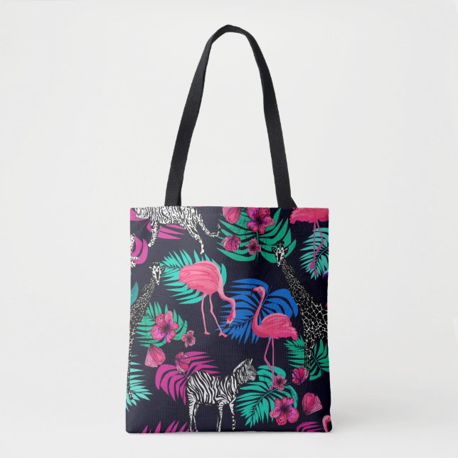 coloured african background, giraffe, leopard, tig tote bag (Front)