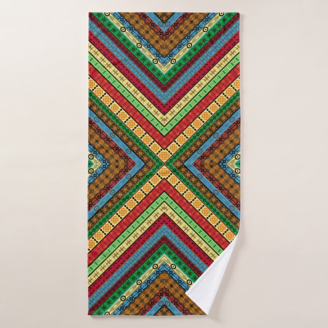 Coloured african geometrical motifs and symbols ba bath towel (Bath Towel)