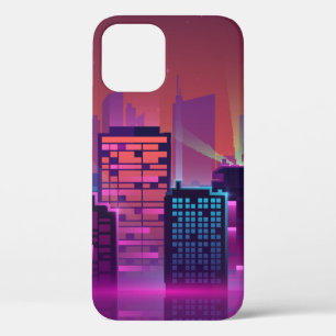 Coloured and bright night cityscape. illustration  iPhone 12 case