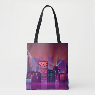 Coloured and bright night cityscape. illustration  tote bag