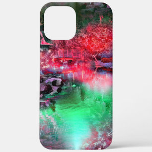 Coloured and textured landscape in red and green t iPhone 12 pro max case
