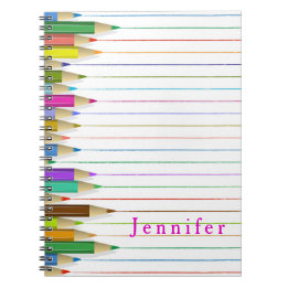 Coloured Art Pencils Custom Name Back To School Notebook