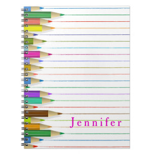 Coloured Art Pencils Custom Name Back To School Notebook