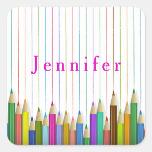 Coloured Art Pencils Custom Sticker Back To School