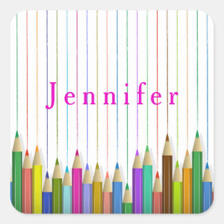 Coloured Art Pencils Custom Sticker Back To School