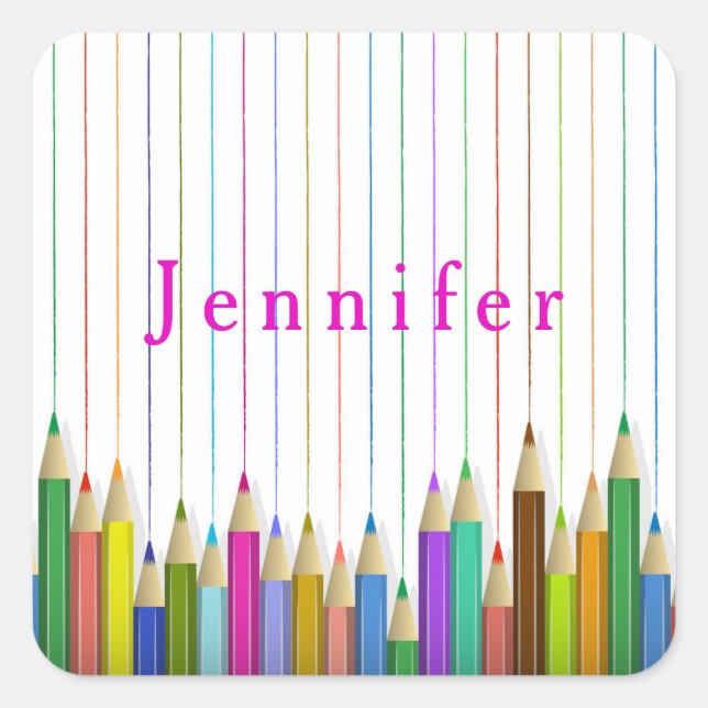 Coloured Art Pencils Custom Sticker Back To School (Front)