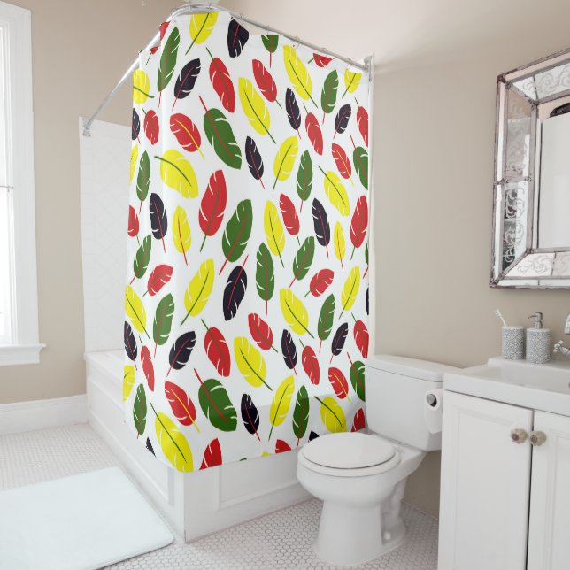 Coloured Autumn Leaf pattern Shower Curtain (In Situ)