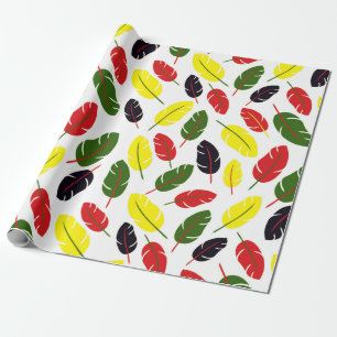 Coloured Autumn Leaf pattern Wrapping Paper 