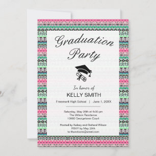 Coloured aztec patterns design invitation