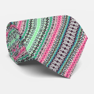 Coloured aztec patterns design tie
