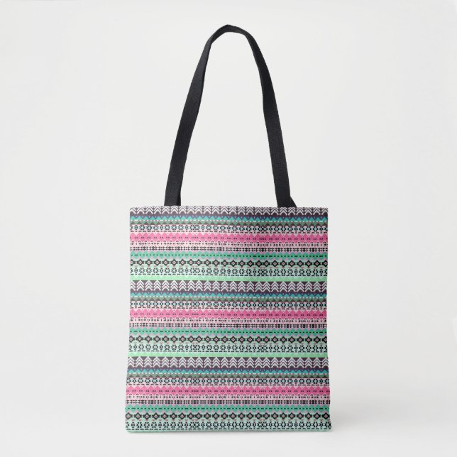 Coloured aztec patterns design tote bag (Front)