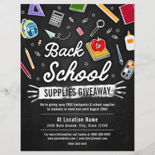 Coloured Back To School Supply Giveaway Chalkboard Flyer